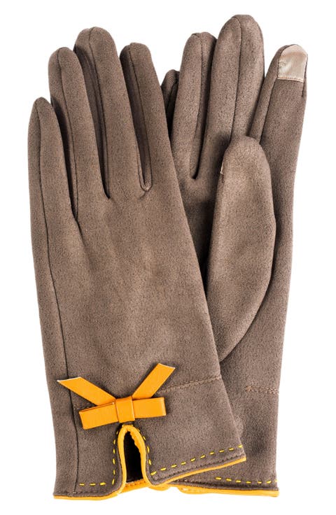 Faux Suede Bow Gloves