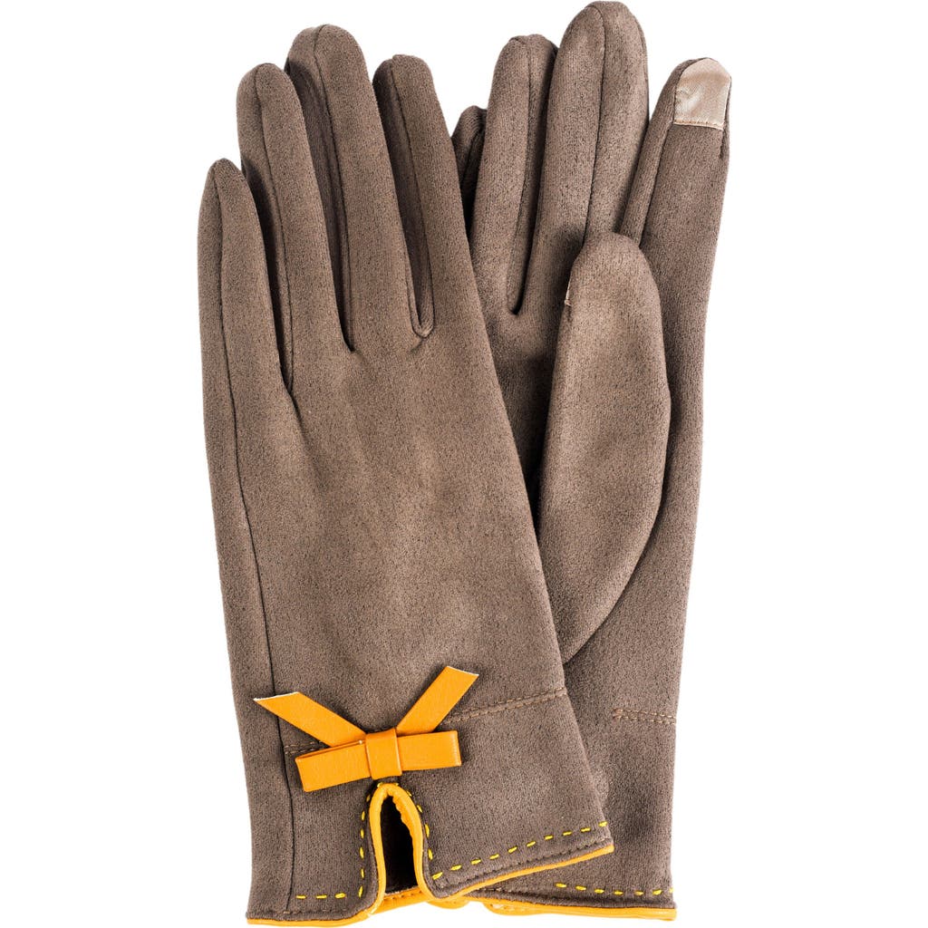 Marcus Adler Faux Suede Bow Gloves In Brown