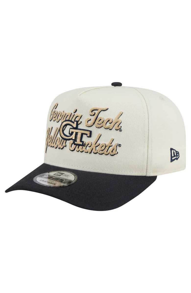 New Era Men's New Era Cream/Navy Georgia Tech Yellow Jackets Vintage Chainstitch 9FIFTY A-Frame Snapback Hat, Main, color, 