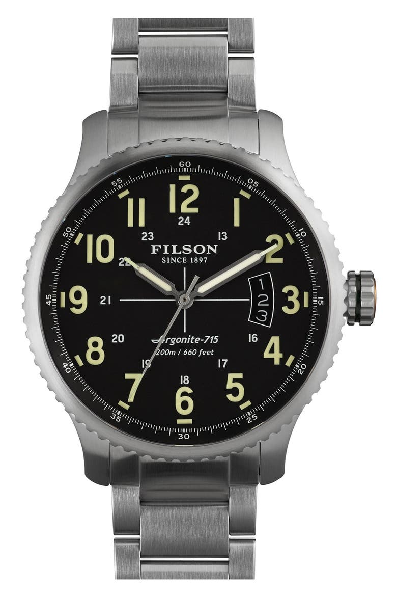 'The Mackinaw Field' Bracelet Watch, 43mm, Main, color, SILVER/ BLACK