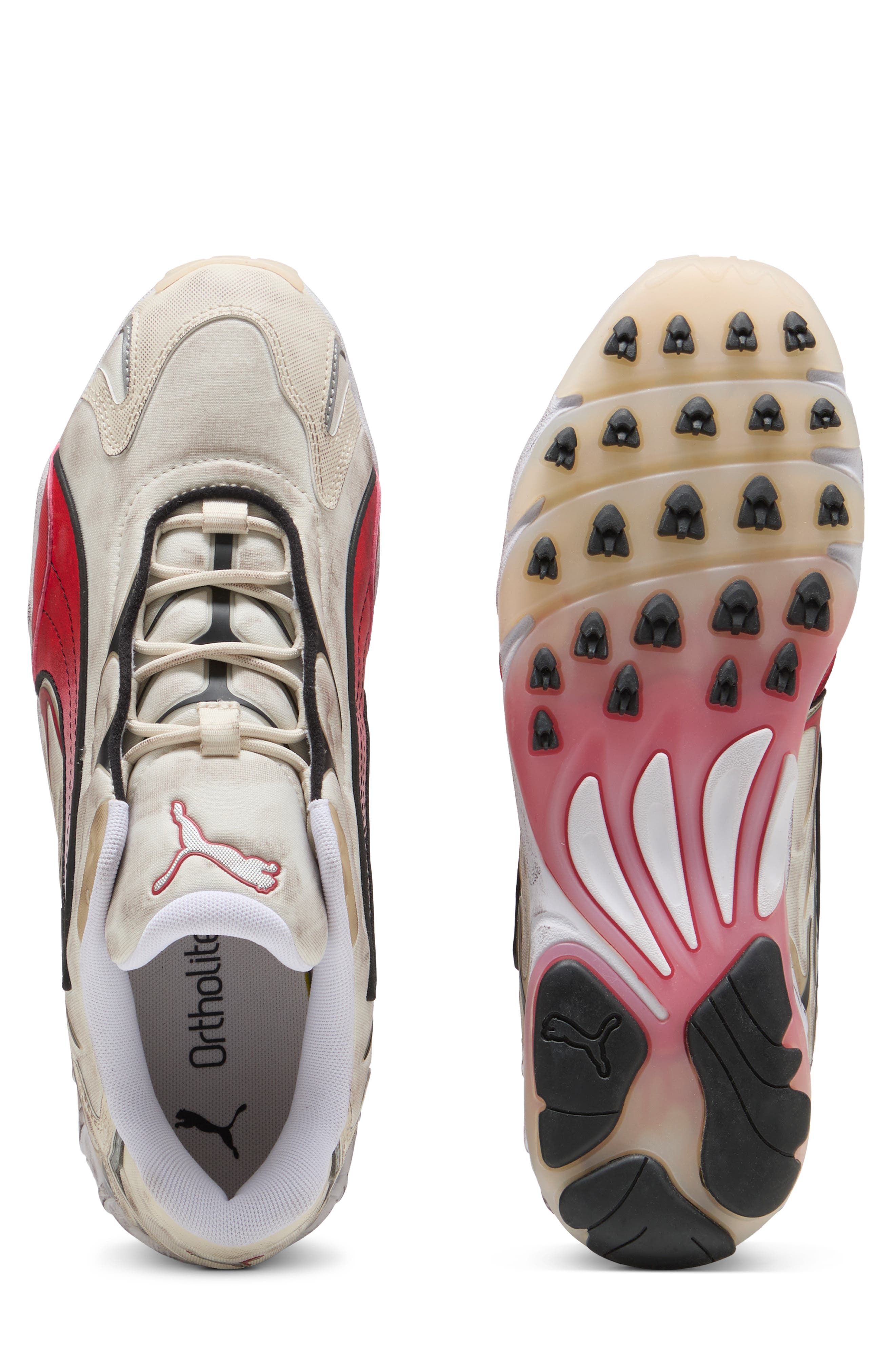 PUMA Inhale Distressed Sneaker, Alternate, color, Alpine Snow/ For All Time Red