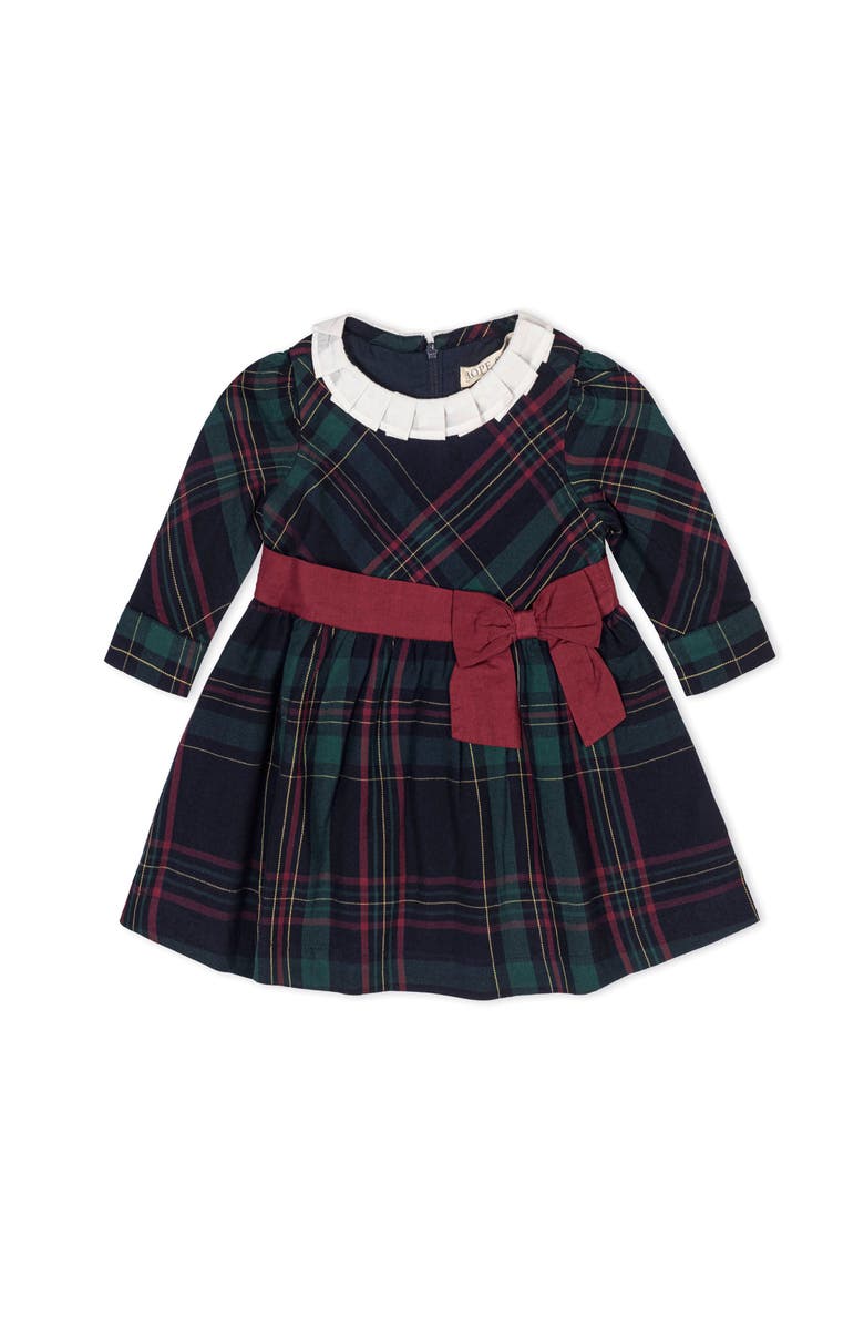 Hope & Henry Organic Pleated Collar Dress with Sash, Main, color, Scottish Plaid