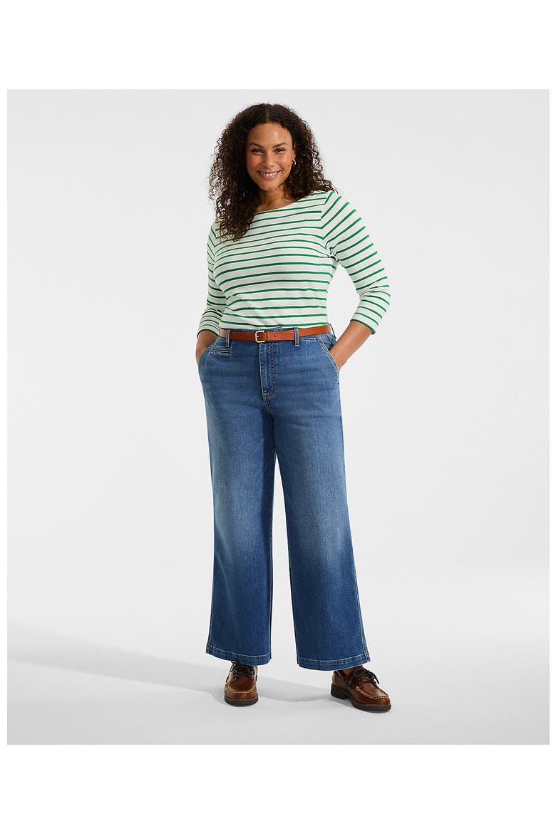 Plus Size Recover Denim Mid Rise Wide Leg Ankle Jeans, Alternate, color, Indigo Tide Blue