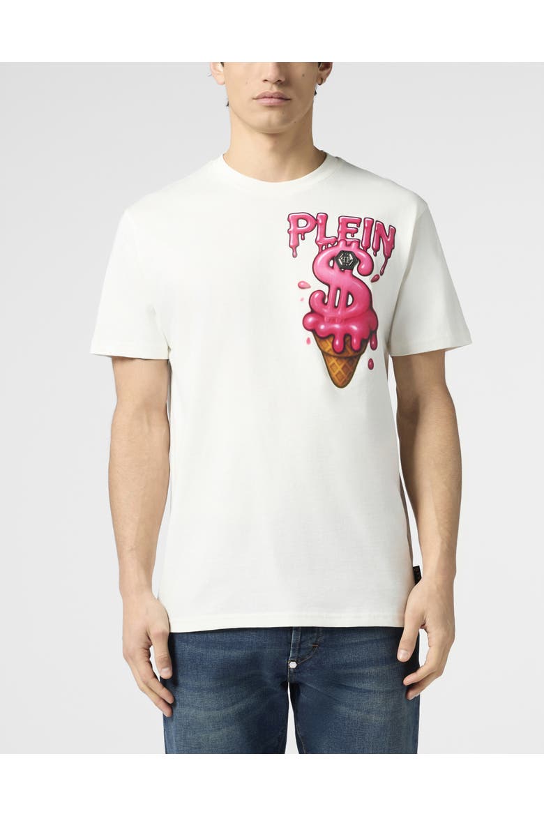 Round Neck T-Shirt Ice Cream Dollar Men, Main, color, OffWhite