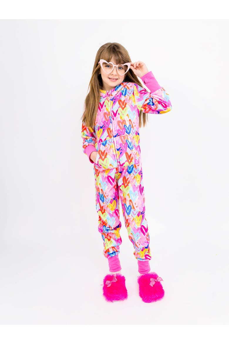 Plush Graffiti Hearts loungewear jumpsuit, Main, color, Multicolor