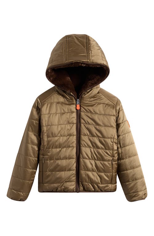 Save The Duck Kids' Chloe Reversible Faux Fur Hooded Puffer Jacket In Brown