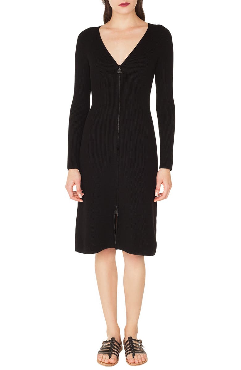 Akris Rib Knit Stretch Wool & Silk Dress, Main, color, 