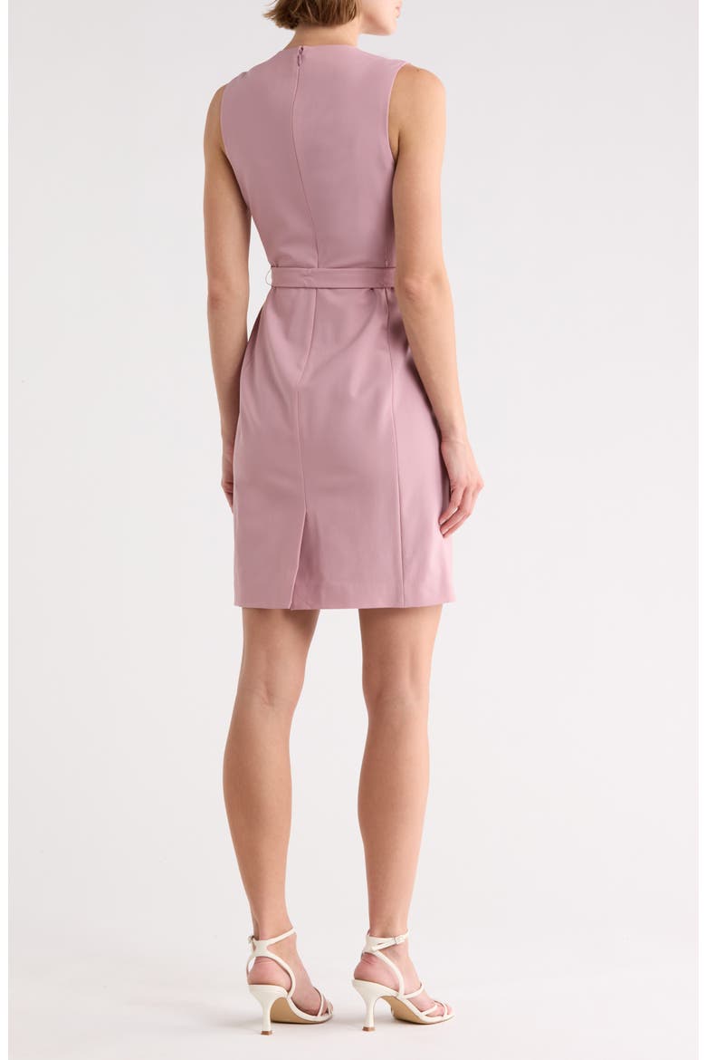 Pleat Neck Virgin Wool Blend Dress, Alternate, color, DARK LOTUS