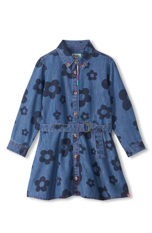 Hatley Kids' Big Flowers Denim Dress In Blue