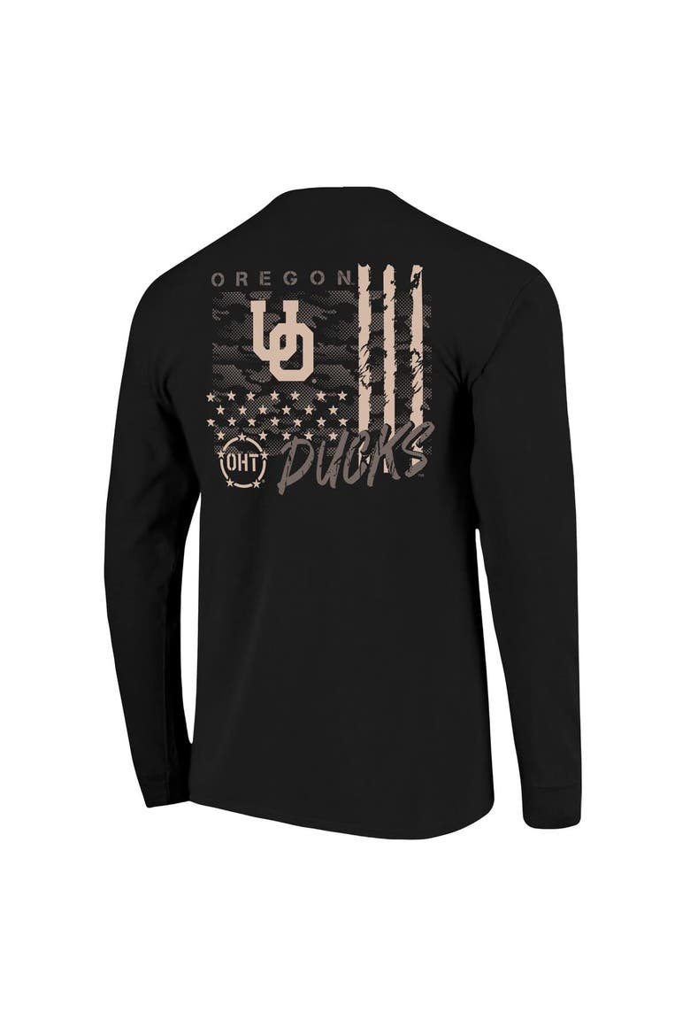 Men's  Black Oregon Ducks OHT Camo Overlay Comfort Colors Long Sleeve T-Shirt, Alternate, color, Black