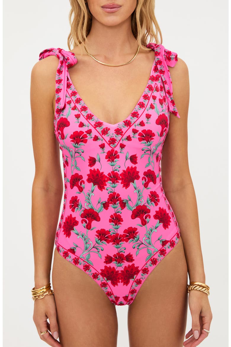 Akira Floral One-Piece Swimsuit, Alternate, color, REDWOOD FLORAL