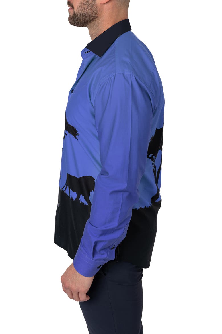 Fibonacci Cotton Button-Up Shirt, Alternate, color, MUFASA BLUE