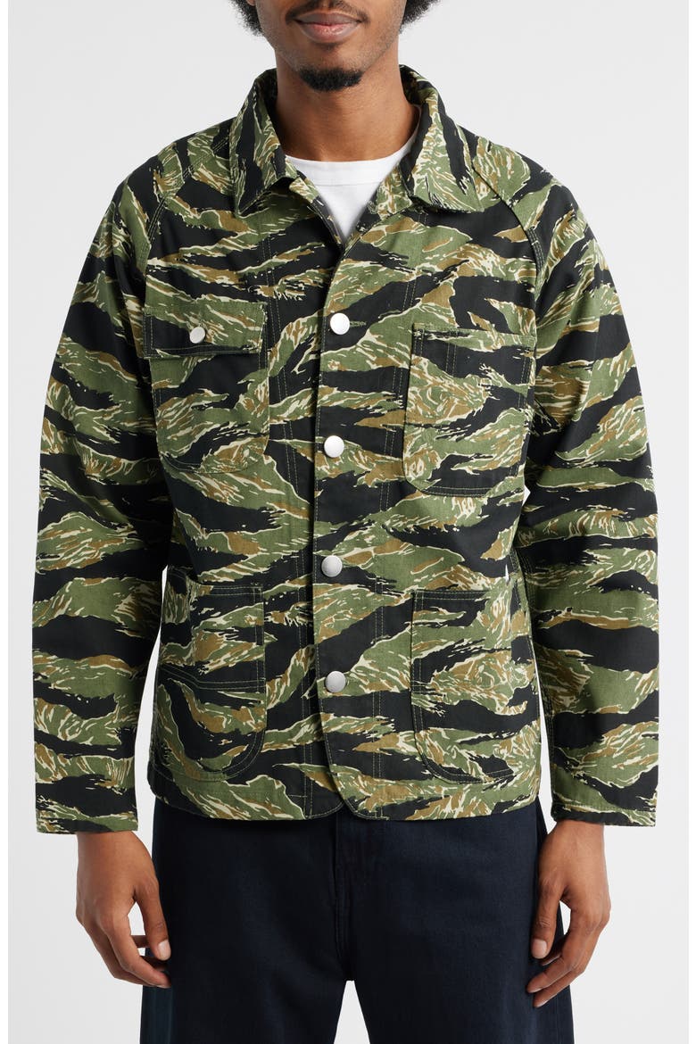 Coverall 2.0 Tiger Stripe Organic Cotton Twill Chore Coat, Alternate, color, TIGERSTRIPE