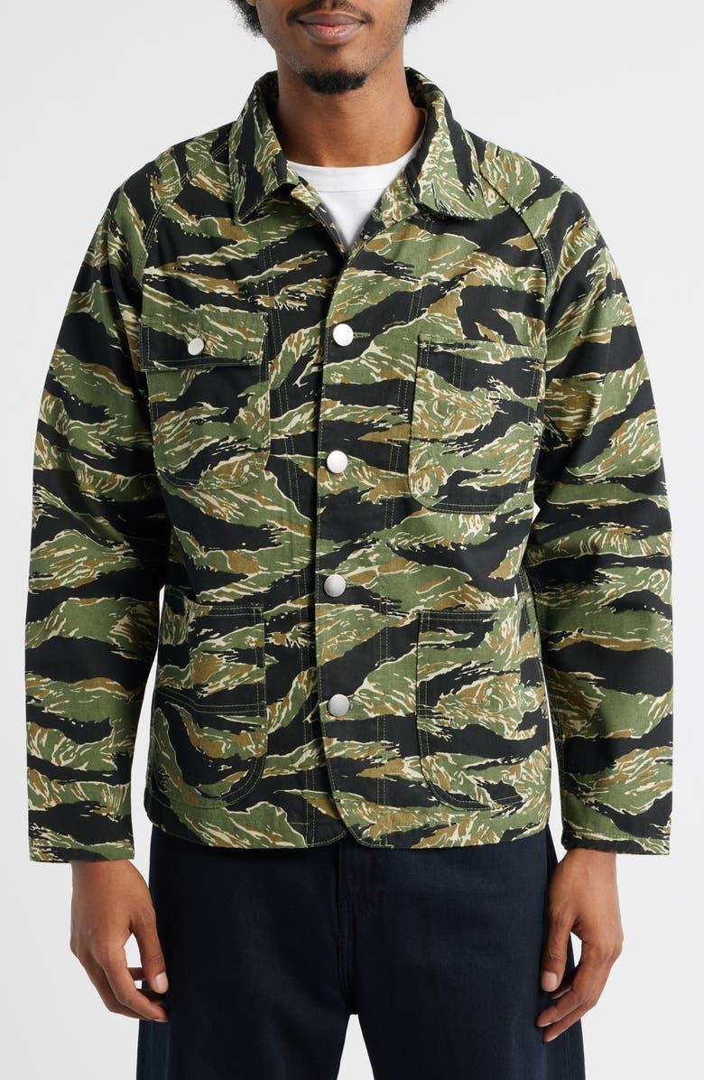 Service Works Coverall 2.0 Tiger Stripe Organic Cotton Twill Chore Coat, Alternate, color, Tigerstripe