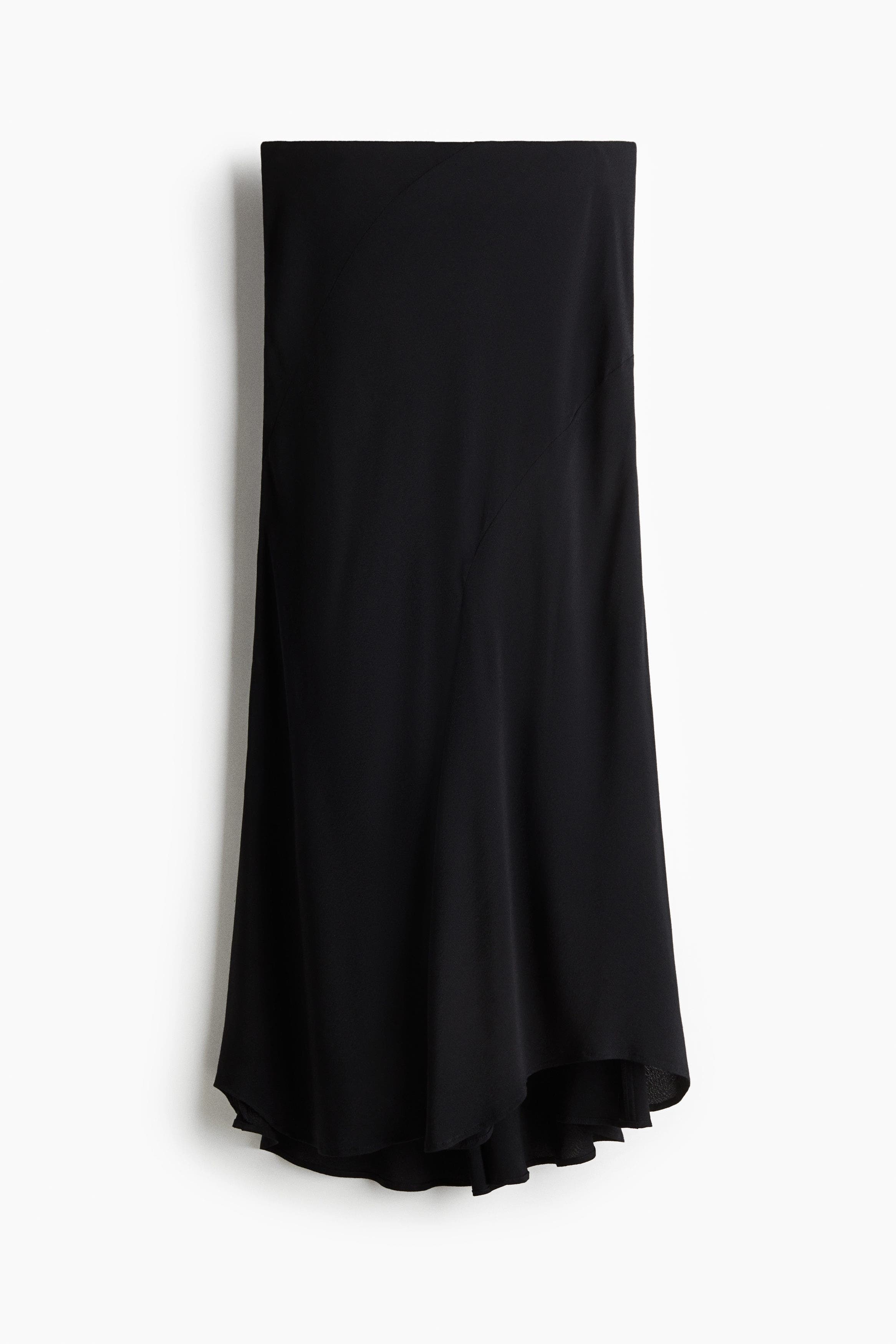 H&m Asymmetric Midi Skirt In Black