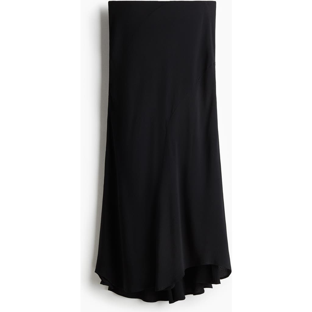 H&m Asymmetric Midi Skirt In Black