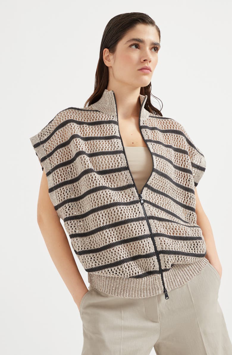 Brunello Cucinelli Dazzling Net cardigan, Alternate, color, 