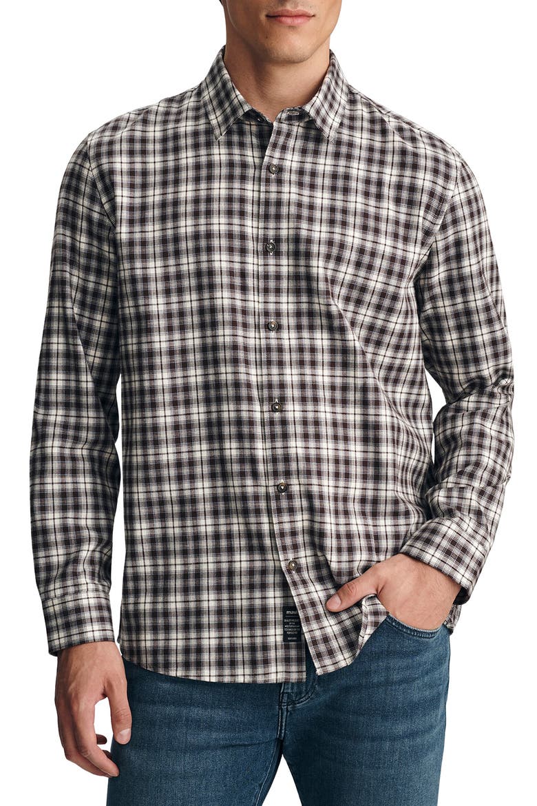 Check Long Sleeve Button Up Shirt, Main, color, BROWN