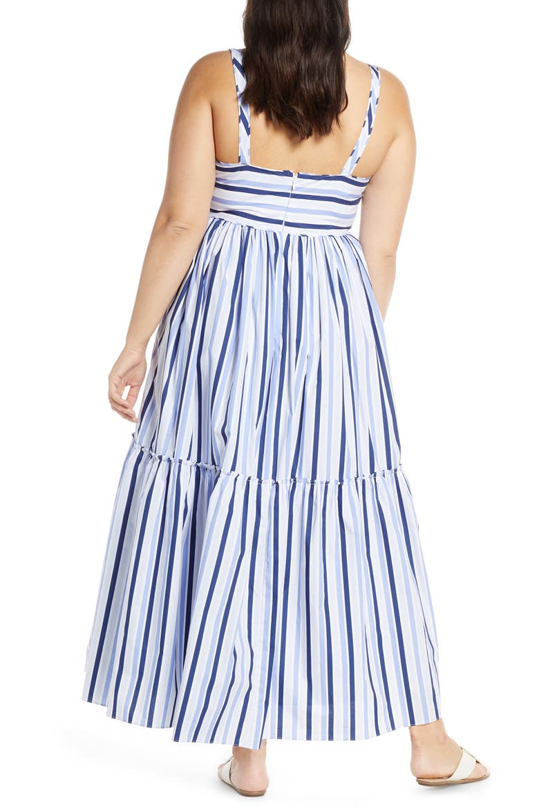 Shirting Stripe Tiered Maxi Dress, Alternate, color, MULTI BLUE