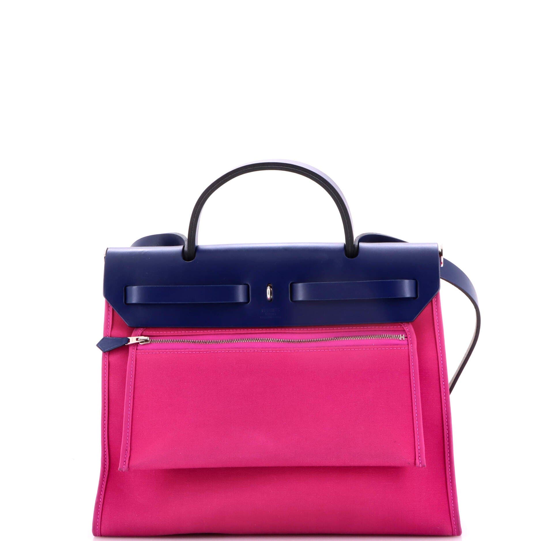 Pre-Owned Hermes Herbag Zip Leather and Toile 31, Alternate, color, Rose Pourpre