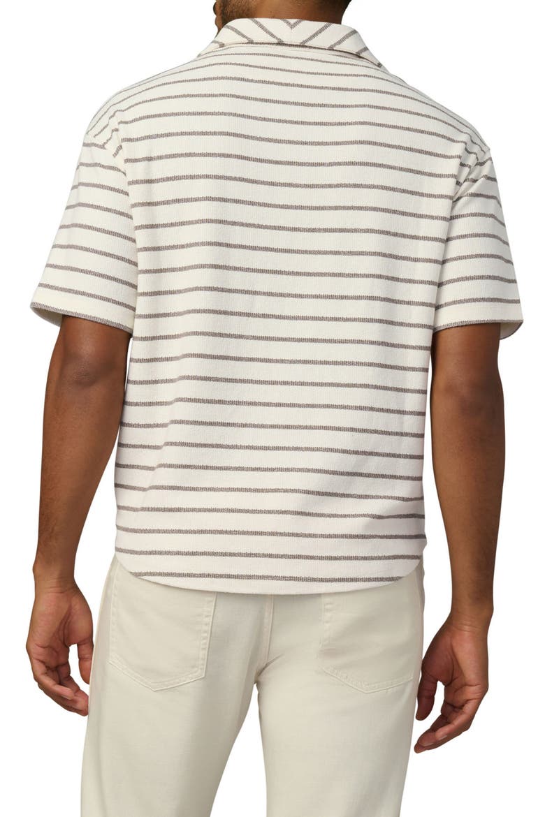 Mariner Stripe Textured Cotton Blend Johnny Collar Polo, Alternate, color, MOREL STRIPE