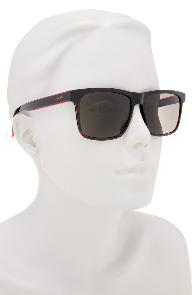 BOSS 56mm Square Sunglasses, Alternate, color, Havana Red