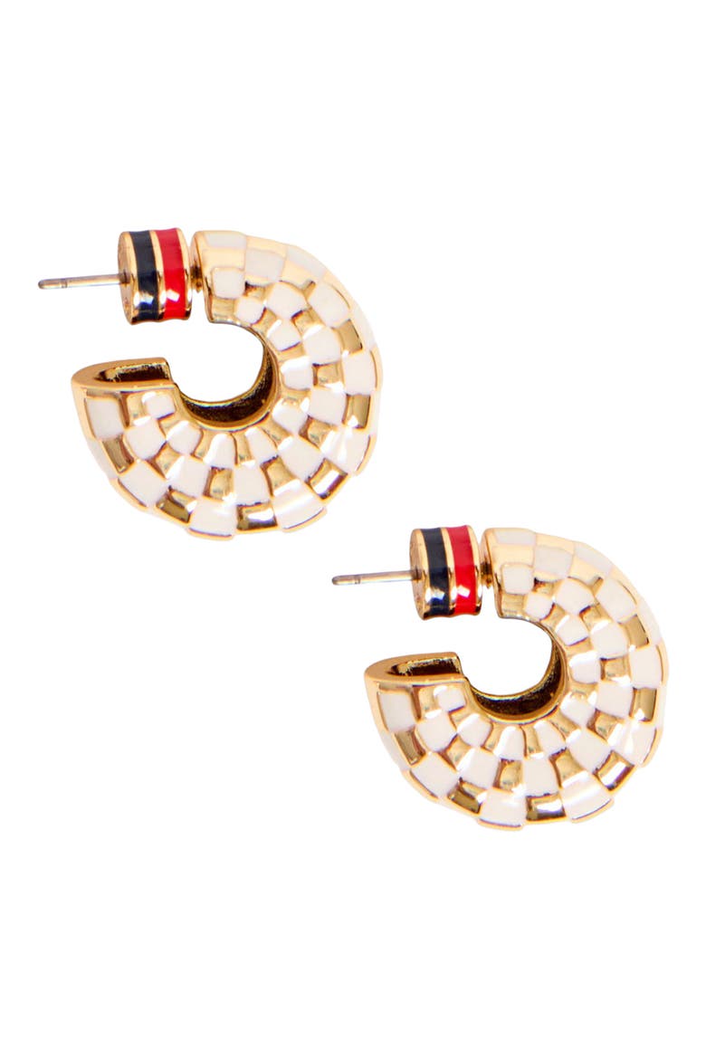 Le Checker Hoop Earrings, Main, color, GOLD CREAM