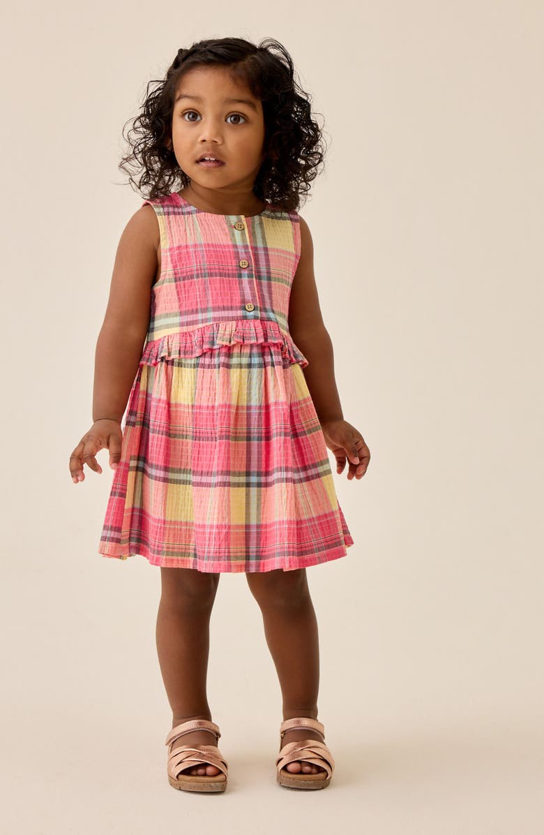 NEXT Kids' Check Print Sleeveless Dress, Alternate, color, Pink