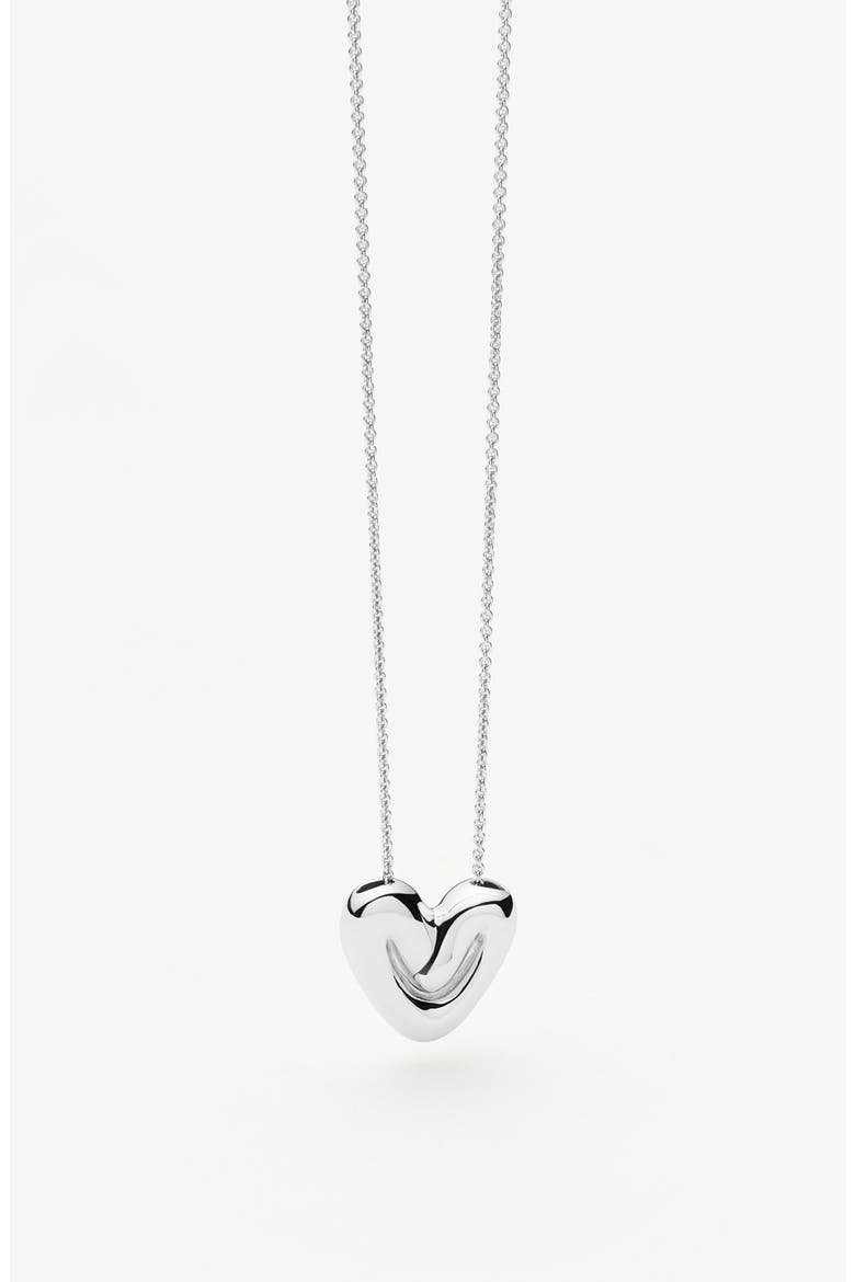 Puffy Heart Pendant Necklace, Alternate, color, SILVER