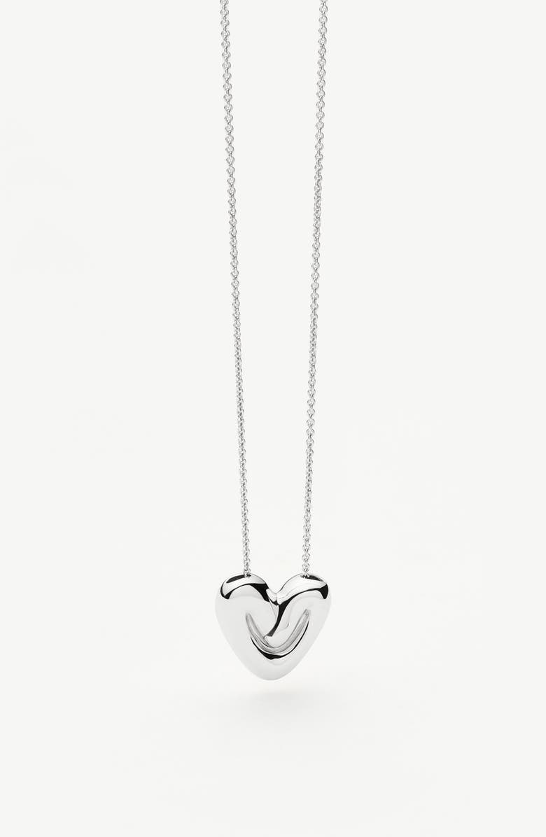 Missoma Puffy Heart Pendant Necklace, Alternate, color, Silver