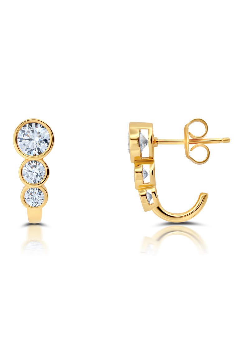 Cubic Zirconia Huggie Hoop Earrings, Main, color, GOLD