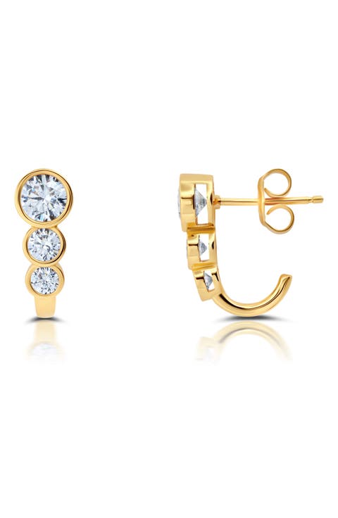 Cubic Zirconia Huggie Hoop Earrings