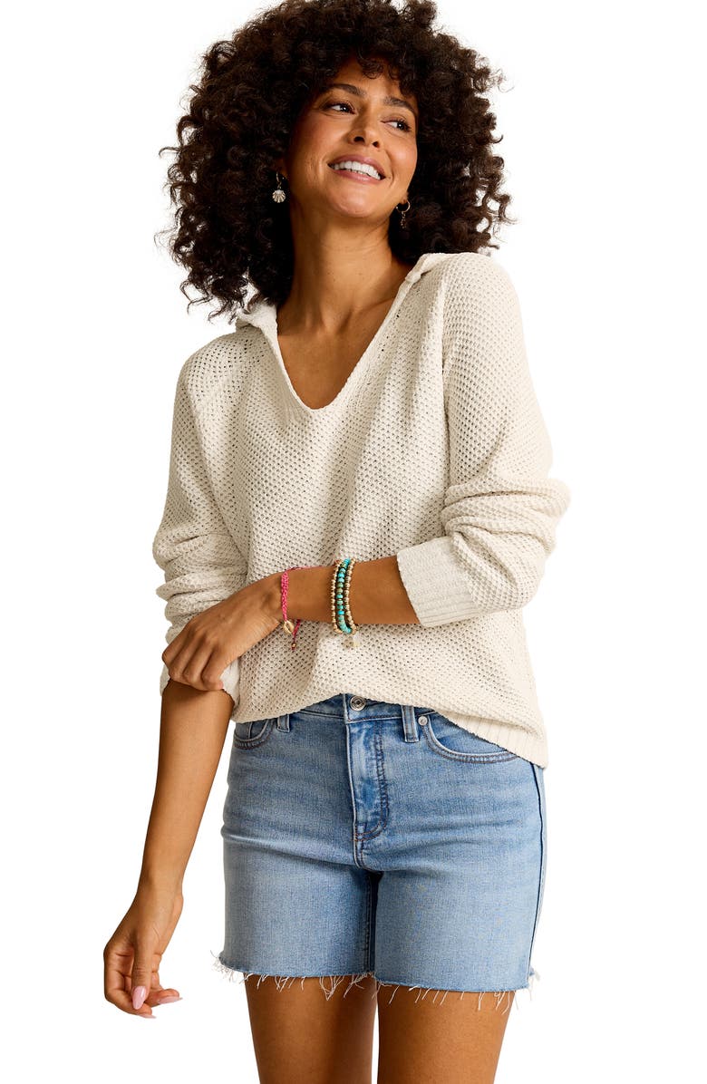 Tommy Bahama Cali Coast Open Stitch Hoodie, Alternate, color, Coconut