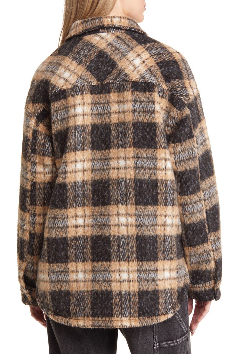 Plaid Woven Shacket, Alternate, color, BROWN COMBO