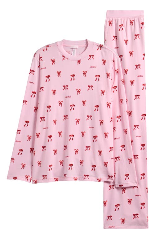 Skims Boyfriend Long Sleeve T-shirt & Loose Pants Pajamas In Multi