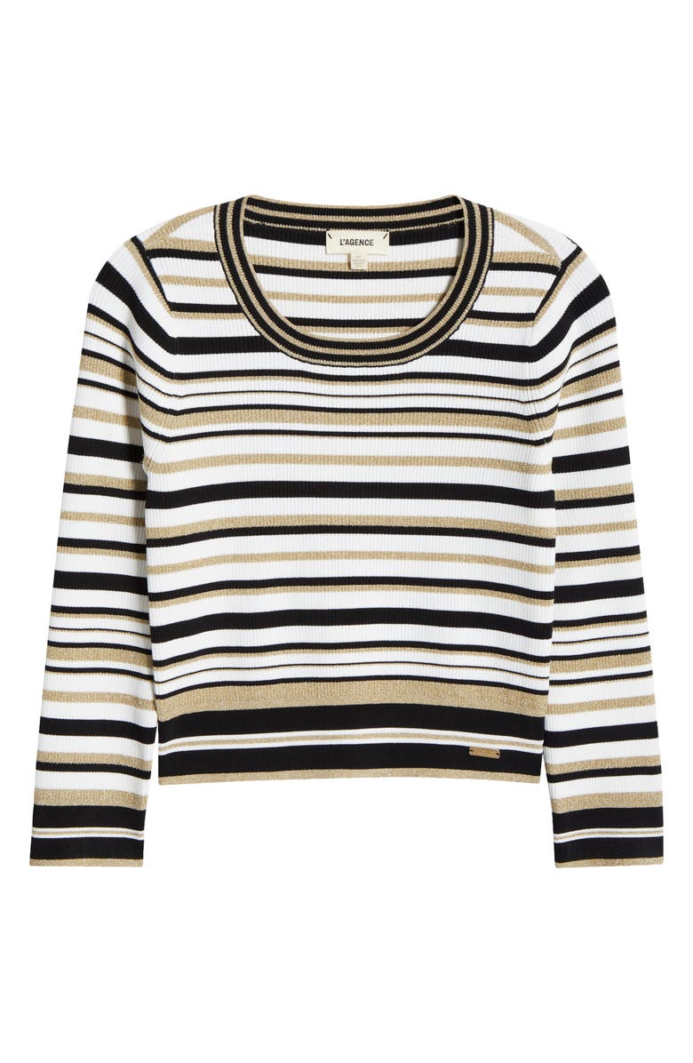 L'AGENCE Yukio Stripe Crewneck Top, Alternate, color, 