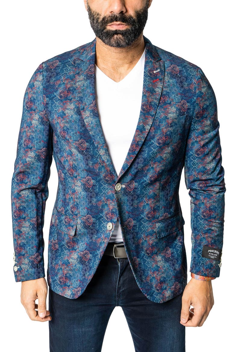 Descartes Unconstructed Badboy White Blazer, Main, color, BLUE