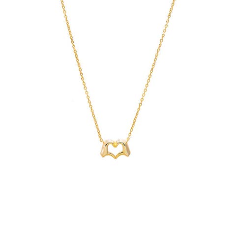 Solid Heart Hands Necklace