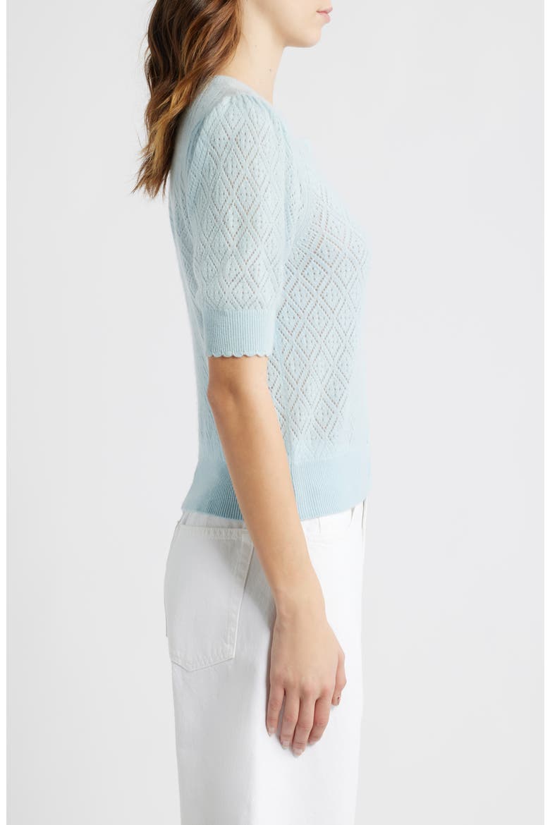 The Short Sleeve Cashmere Cardigan, Alternate, color, SKY BLUE