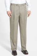 Berle Self Sizer Waist Pleated Classic Fit Wool Gabardine Dress Pants