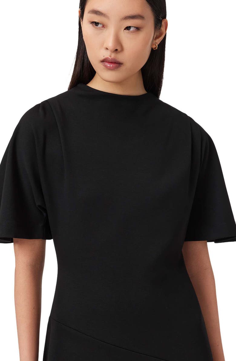 AllSaints Rosa Asymmetric Minidress, Alternate, color, Black