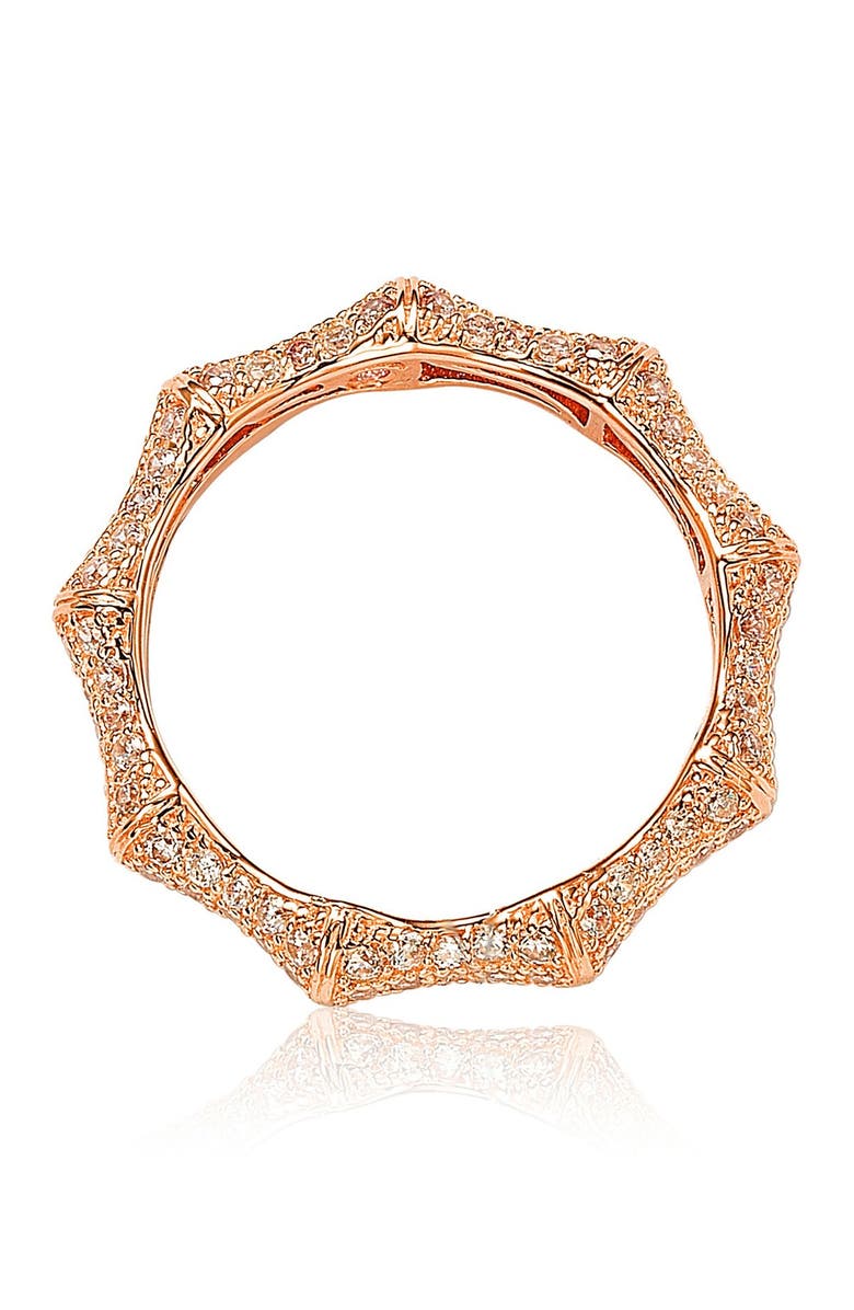 SUZY LEVIAN Pavé CZ Bamboo Shaped Stackable Eternity Band Ring, Alternate, color,