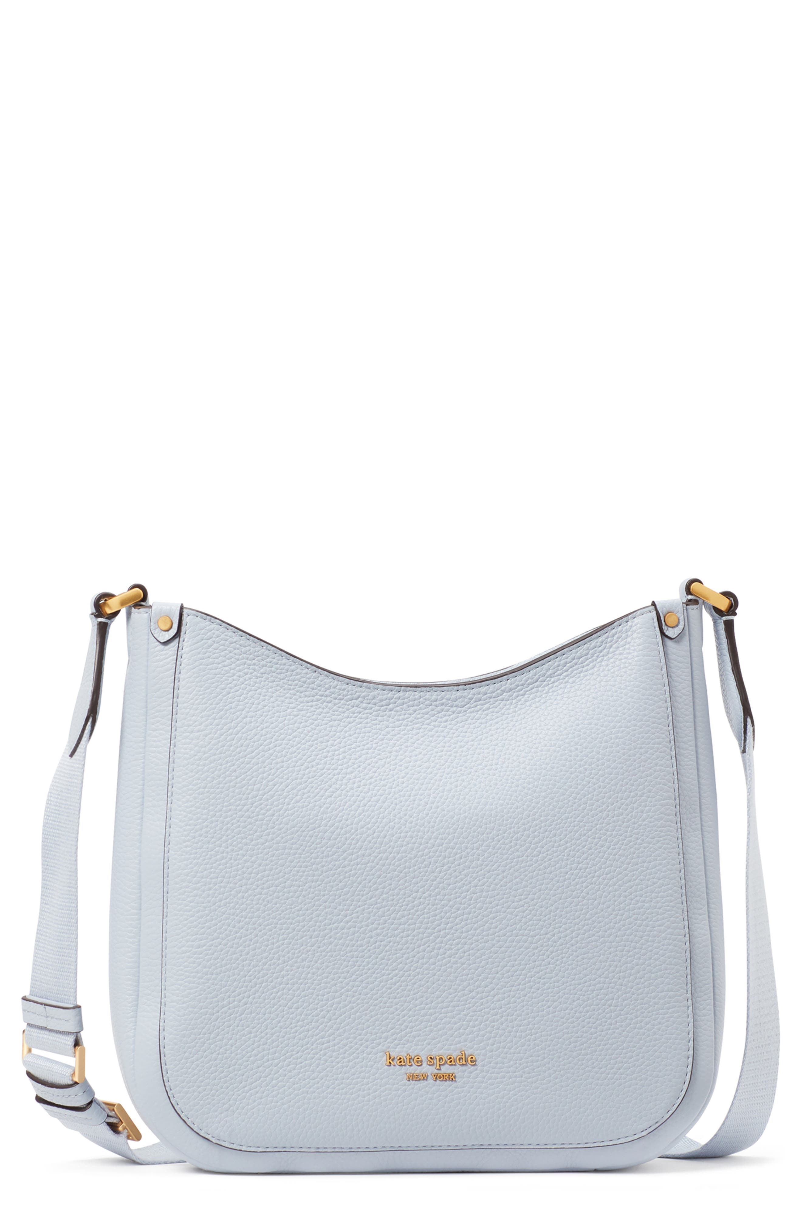 medium roulette pebble leather crossbody bag, Main, color, PALE HYDRANGEA