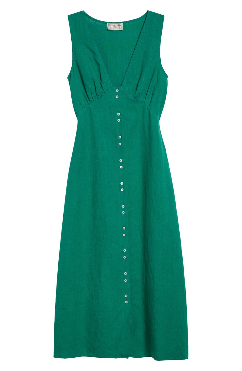 MILLE Effie Sleeveless Linen Midi Dress, Alternate, color, Jade Linen