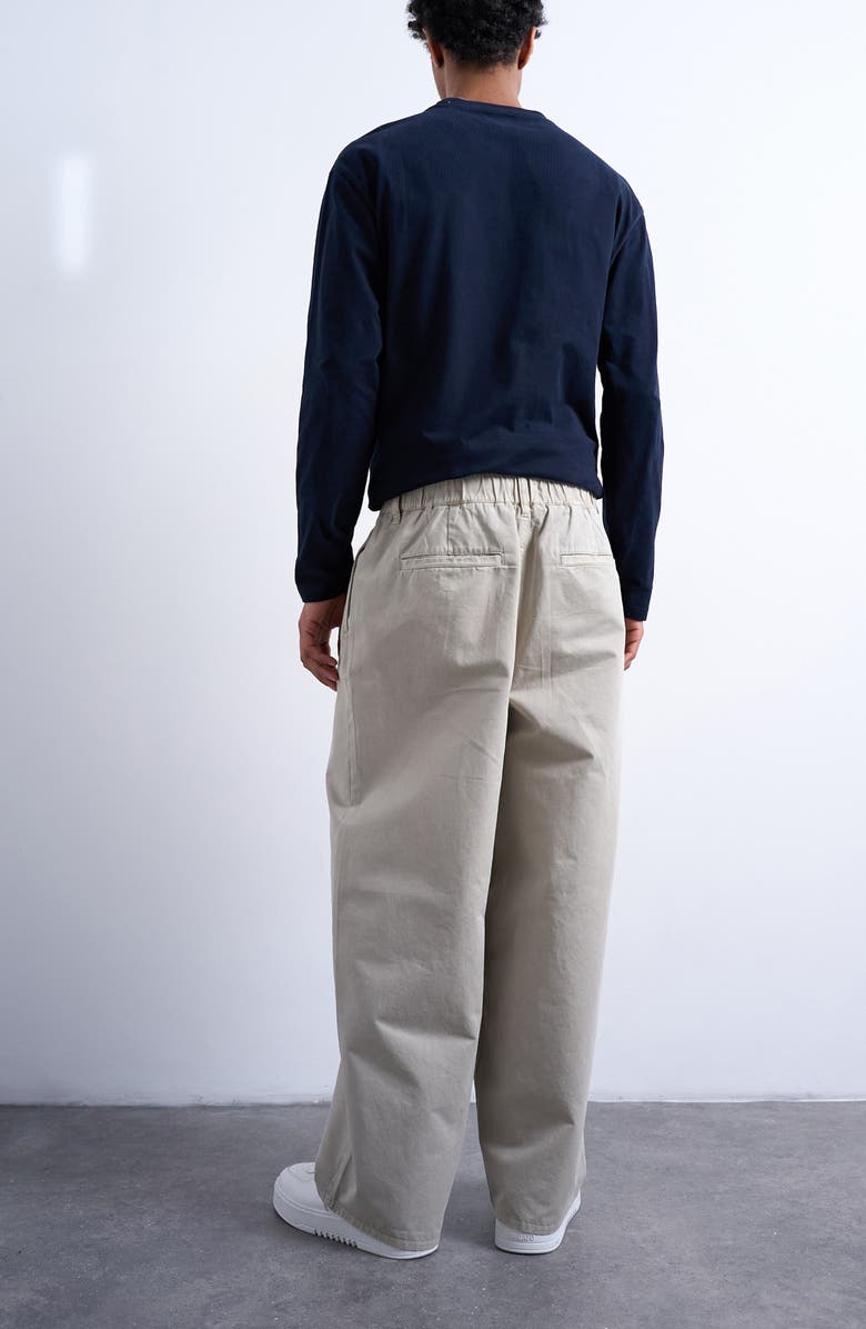 Topman Super Baggy Twill Trousers, Alternate, color, Stone