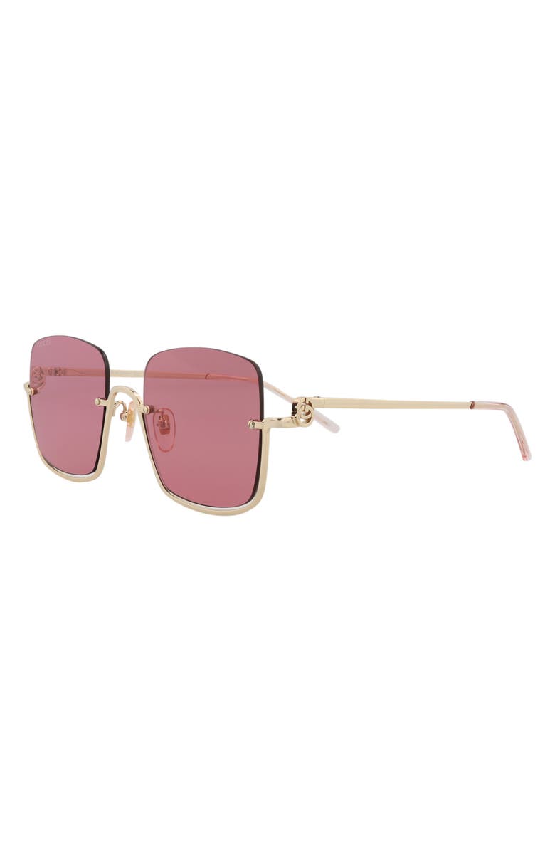 Gucci 54mm Novelty Square Sunglasses, Alternate, color, Gold Gold Red