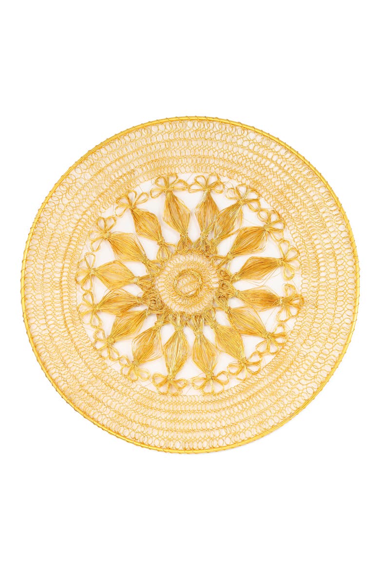 Sunburst Petal Weave Metal Placemat, Main, color, GOLD
