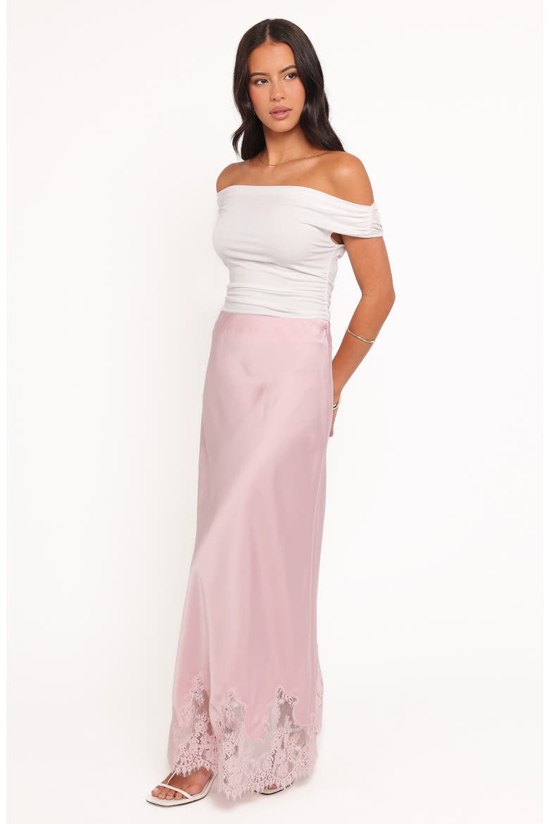Alira Satin & Lace Maxi Skirt, Alternate, color, PALE PINK