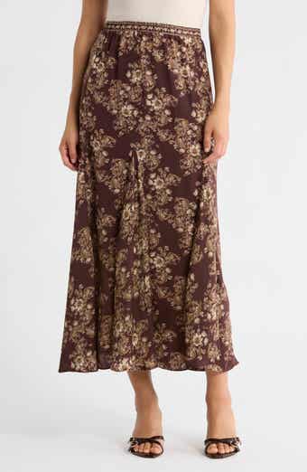 MAX STUDIO Godet Matte Satin Skirt
