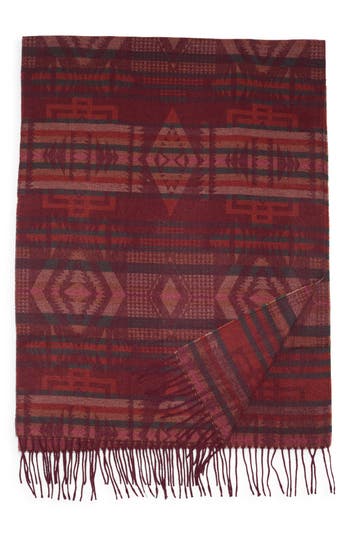Vince Camuto Feathersoft Geometric Jacquard Wrap Scarf In Red